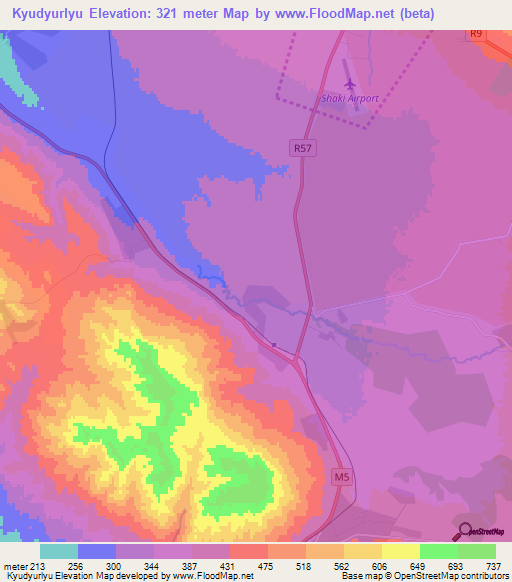 Kyudyurlyu,Azerbaijan Elevation Map