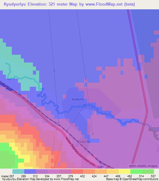 Kyudyurlyu,Azerbaijan Elevation Map