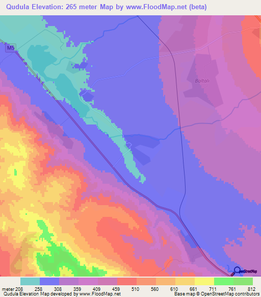 Qudula,Azerbaijan Elevation Map