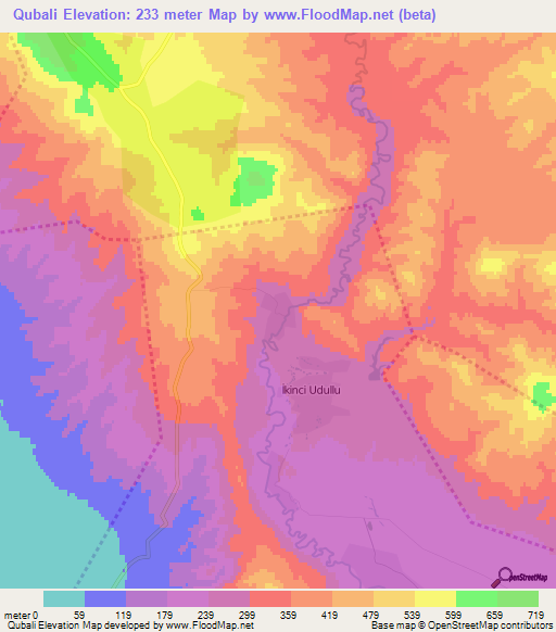Qubali,Azerbaijan Elevation Map