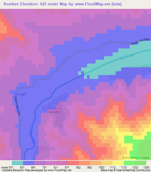 Kozdere,Azerbaijan Elevation Map