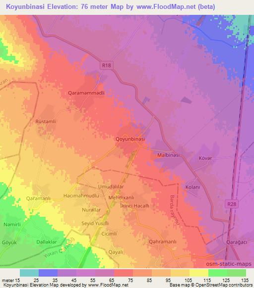Koyunbinasi,Azerbaijan Elevation Map
