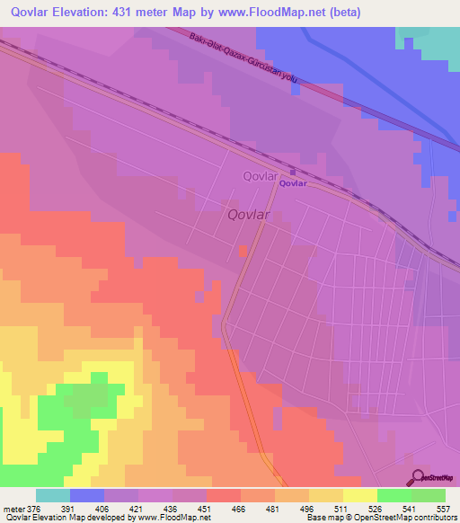 Qovlar,Azerbaijan Elevation Map