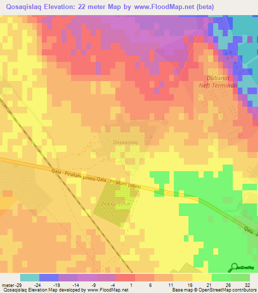 Qosaqislaq,Azerbaijan Elevation Map