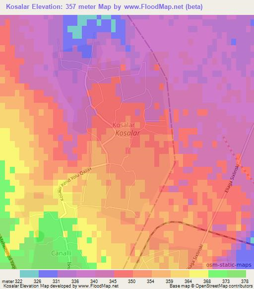 Kosalar,Azerbaijan Elevation Map