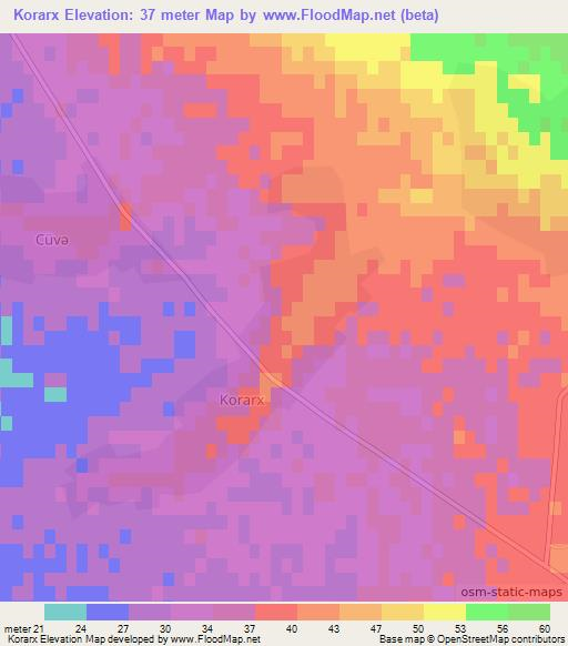 Korarx,Azerbaijan Elevation Map