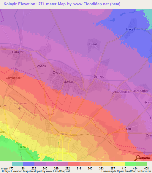 Kolayir,Azerbaijan Elevation Map