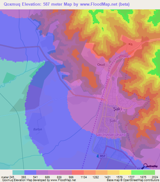 Qoxmuq,Azerbaijan Elevation Map