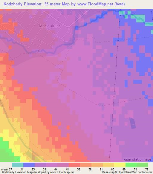 Kodzharly,Azerbaijan Elevation Map