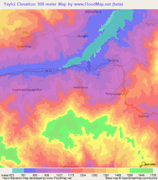 Yayici,Azerbaijan Elevation Map