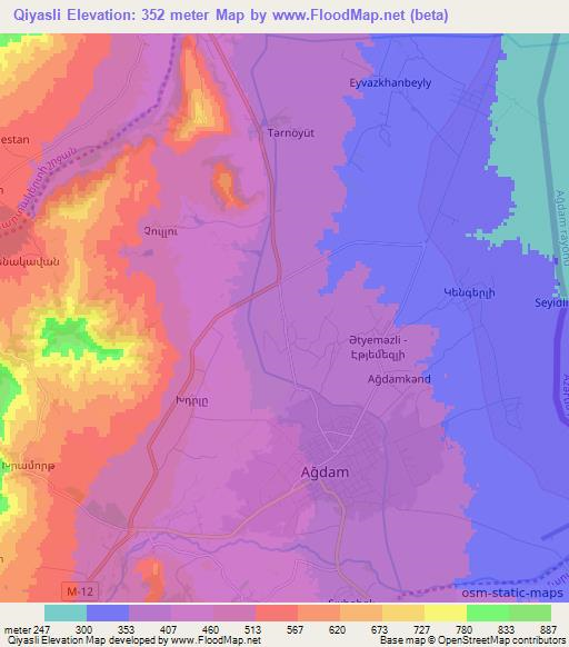 Qiyasli,Azerbaijan Elevation Map