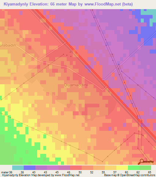 Kiyamadynly,Azerbaijan Elevation Map