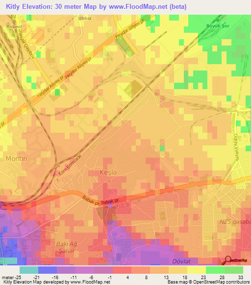 Kitly,Azerbaijan Elevation Map