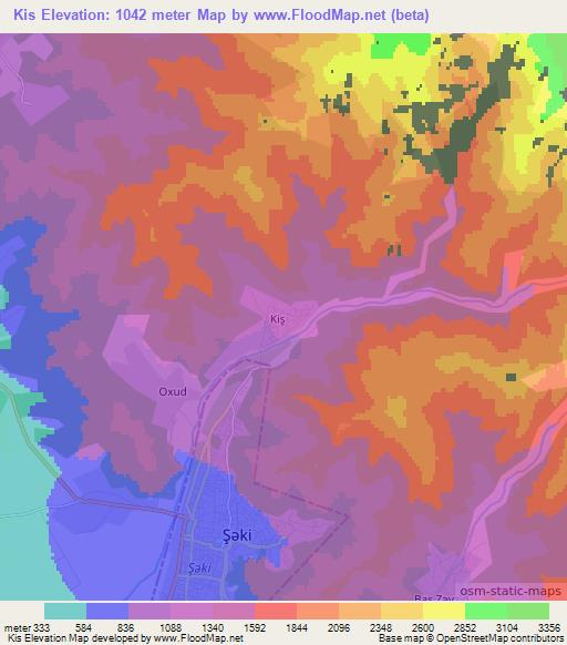 Kis,Azerbaijan Elevation Map