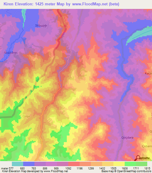 Kiren,Azerbaijan Elevation Map