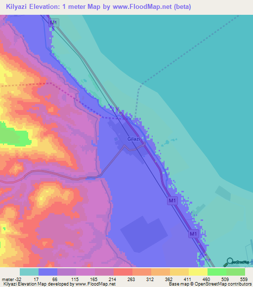 Kilyazi,Azerbaijan Elevation Map