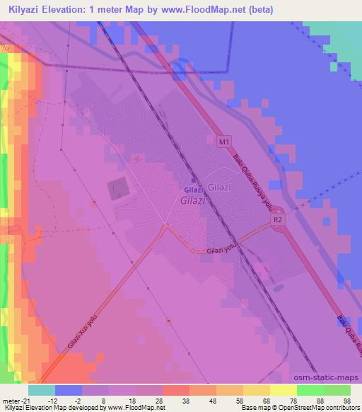 Kilyazi,Azerbaijan Elevation Map