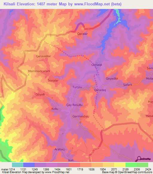 Kilsali,Azerbaijan Elevation Map