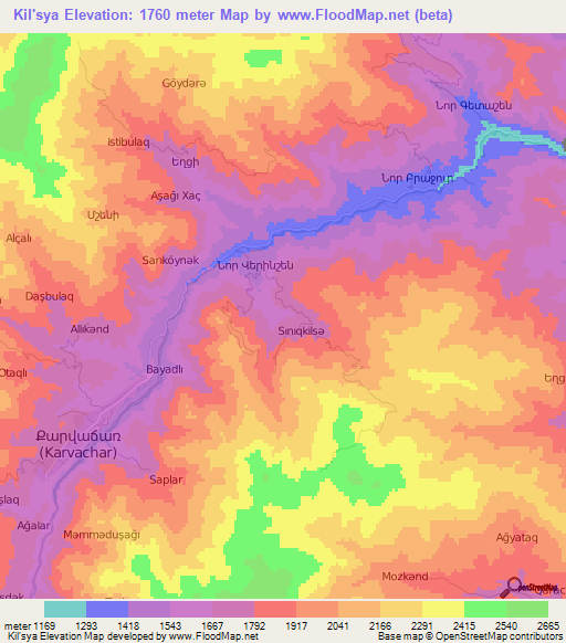 Kil'sya,Azerbaijan Elevation Map