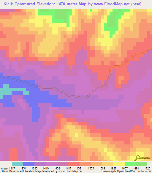 Kicik Qaramurad,Azerbaijan Elevation Map
