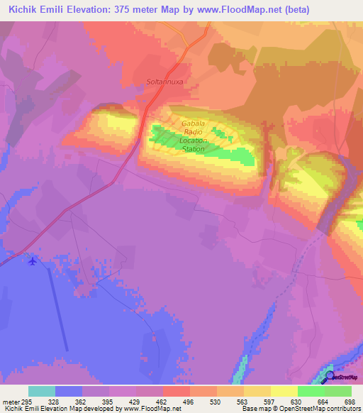Kichik Emili,Azerbaijan Elevation Map
