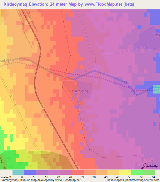 Xirdaoymaq,Azerbaijan Elevation Map