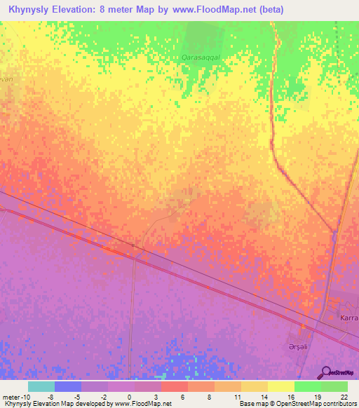 Khynysly,Azerbaijan Elevation Map