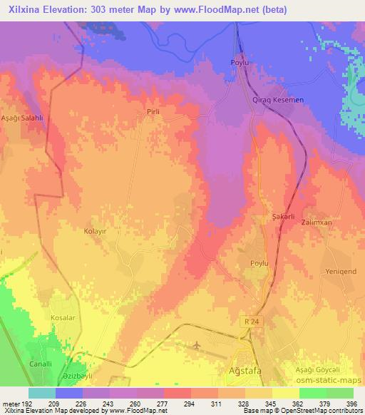 Xilxina,Azerbaijan Elevation Map