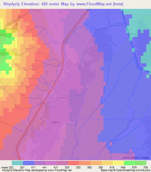 Khydyrly,Azerbaijan Elevation Map