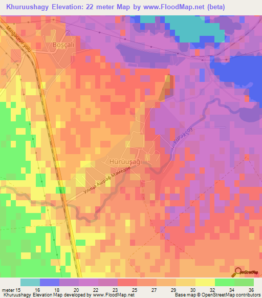 Khuruushagy,Azerbaijan Elevation Map