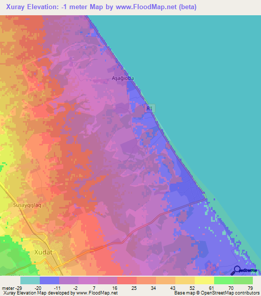Xuray,Azerbaijan Elevation Map