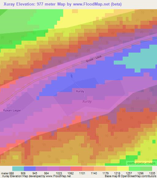 Xuray,Azerbaijan Elevation Map