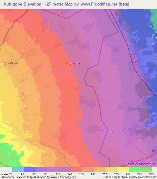 Xuluqoba,Azerbaijan Elevation Map