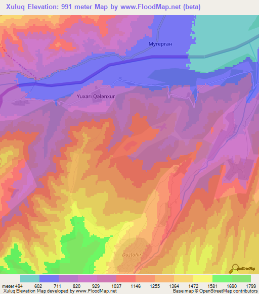Xuluq,Azerbaijan Elevation Map