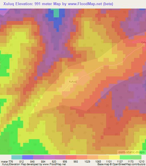 Xuluq,Azerbaijan Elevation Map