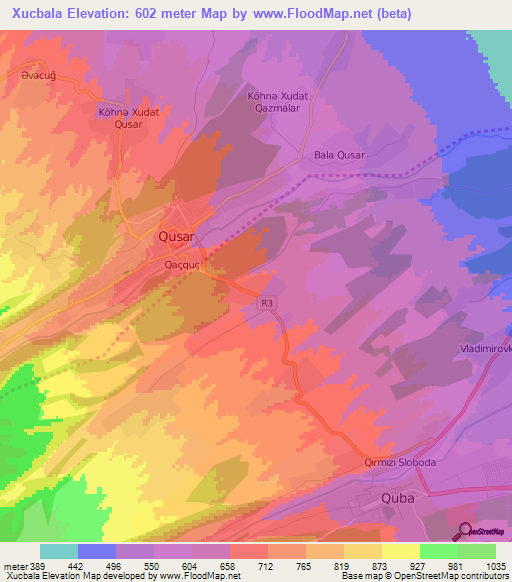 Xucbala,Azerbaijan Elevation Map