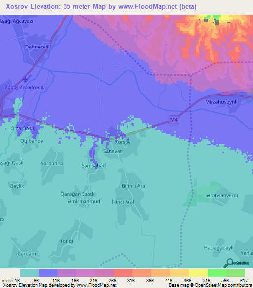 Xosrov,Azerbaijan Elevation Map