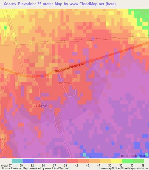 Xosrov,Azerbaijan Elevation Map