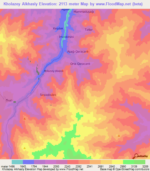 Kholazey Alkhasly,Azerbaijan Elevation Map