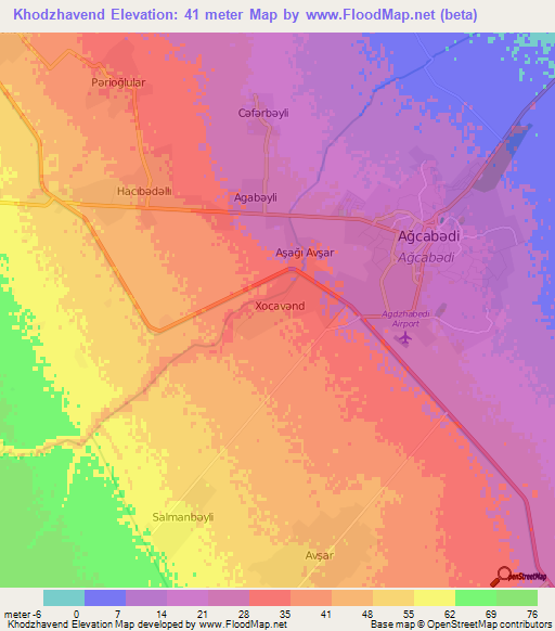 Khodzhavend,Azerbaijan Elevation Map