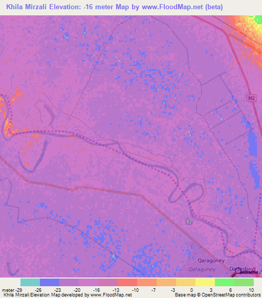 Khila Mirzali,Azerbaijan Elevation Map