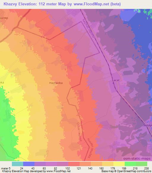 Khazvy,Azerbaijan Elevation Map