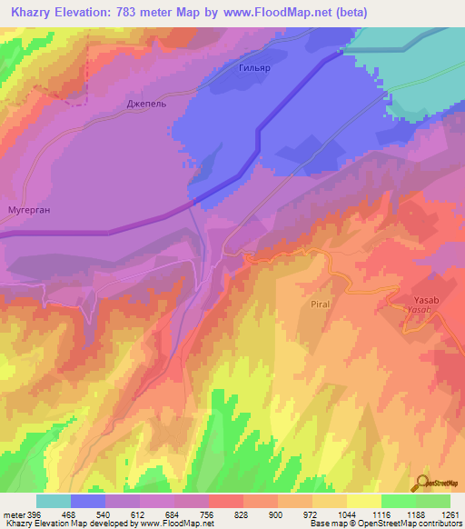 Khazry,Azerbaijan Elevation Map