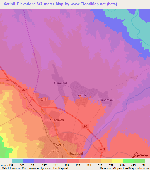 Xatinli,Azerbaijan Elevation Map