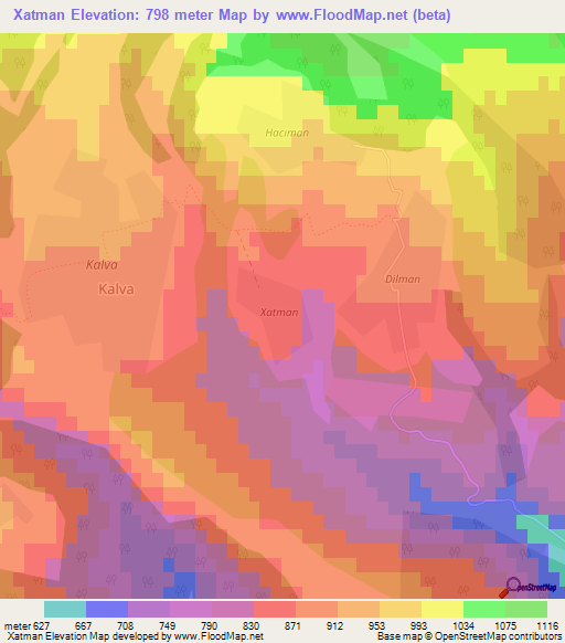 Xatman,Azerbaijan Elevation Map