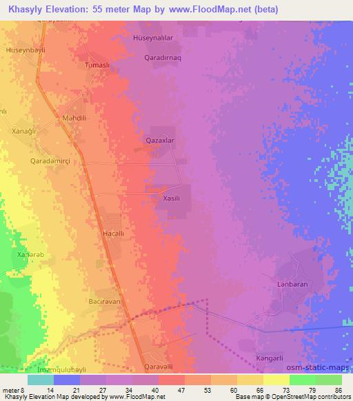 Khasyly,Azerbaijan Elevation Map