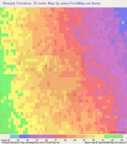 Khasyly,Azerbaijan Elevation Map