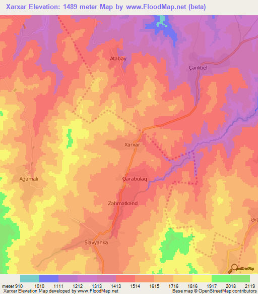 Xarxar,Azerbaijan Elevation Map