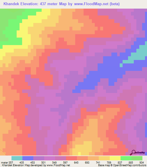 Khandek,Azerbaijan Elevation Map