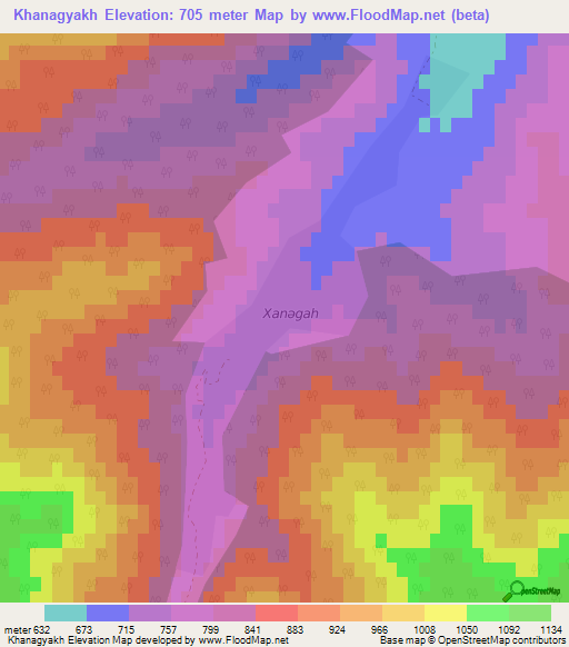 Khanagyakh,Azerbaijan Elevation Map